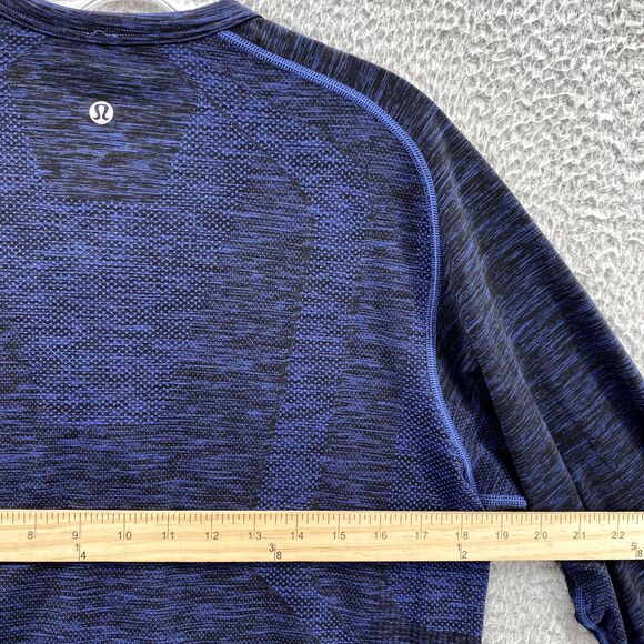 Lululemon Swiftly Tech Henley Shirt Mens Medium Blue Long Sleeve Performance Gym - Picture 11 of 13
